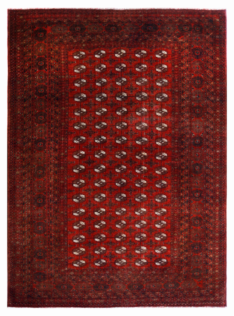 Handmade Vintage Afghan Turkmen Rug | 272 x 196 cm | 8'11" x 6'5" - Najaf Rugs & Textile