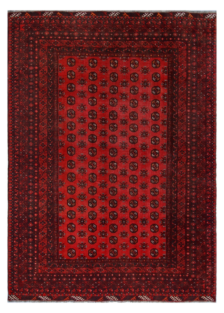 Handmade Vintage Afghan Turkmen Rug | 272 x 200 cm | 8'11" x 6'7" - Najaf Rugs & Textile