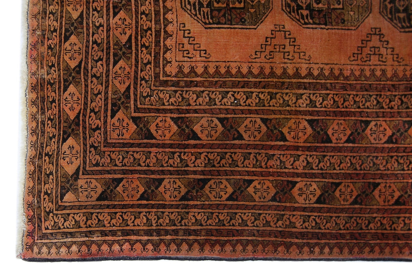 Handmade Vintage Afghan Turkmen Rug | 285 x 204 cm | 9'4" x 6'8" - Najaf Rugs & Textile
