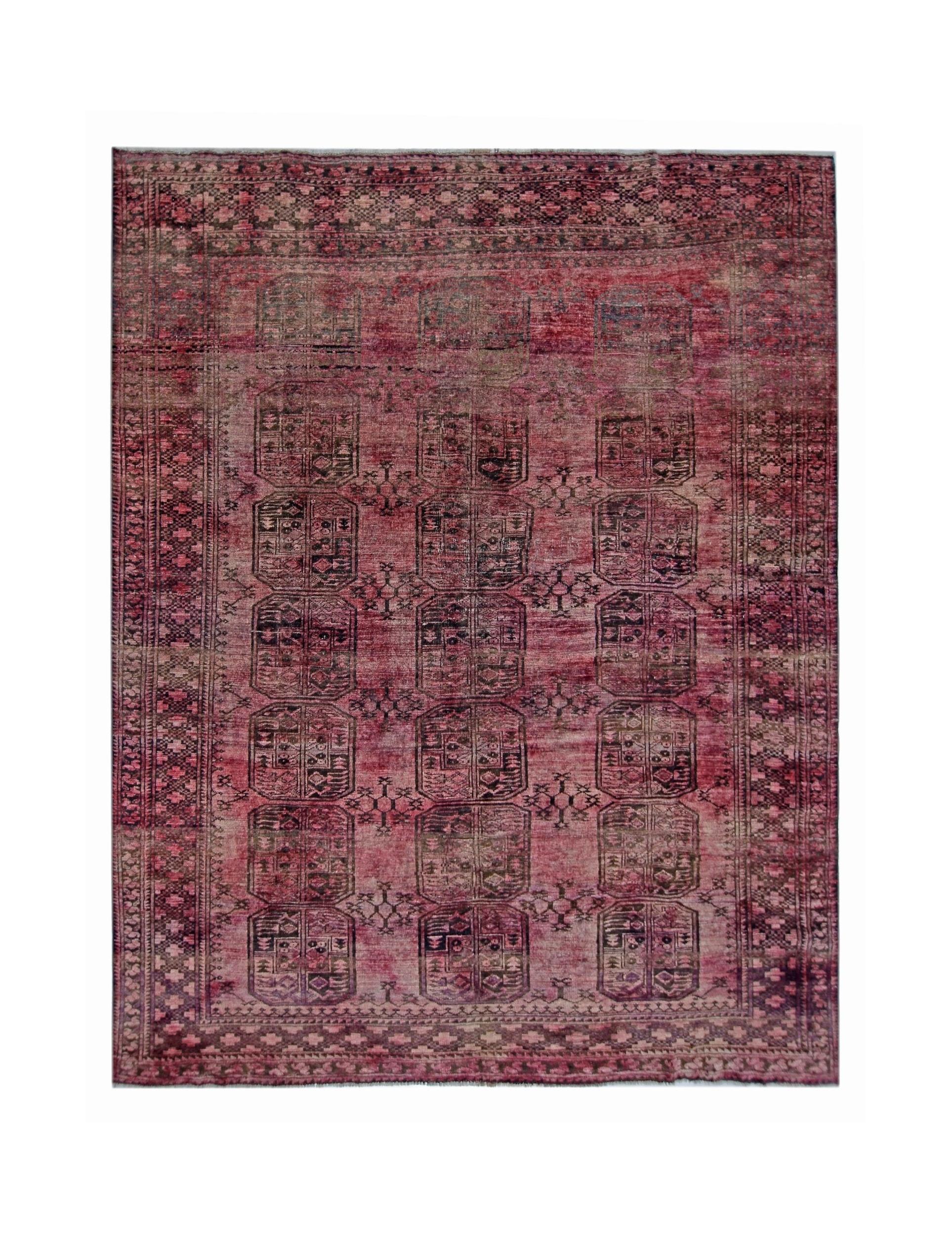 Handmade Vintage Afghan Turkmen Rug | 297 x 234 cm | 9'9" x 7'8" - Najaf Rugs & Textile
