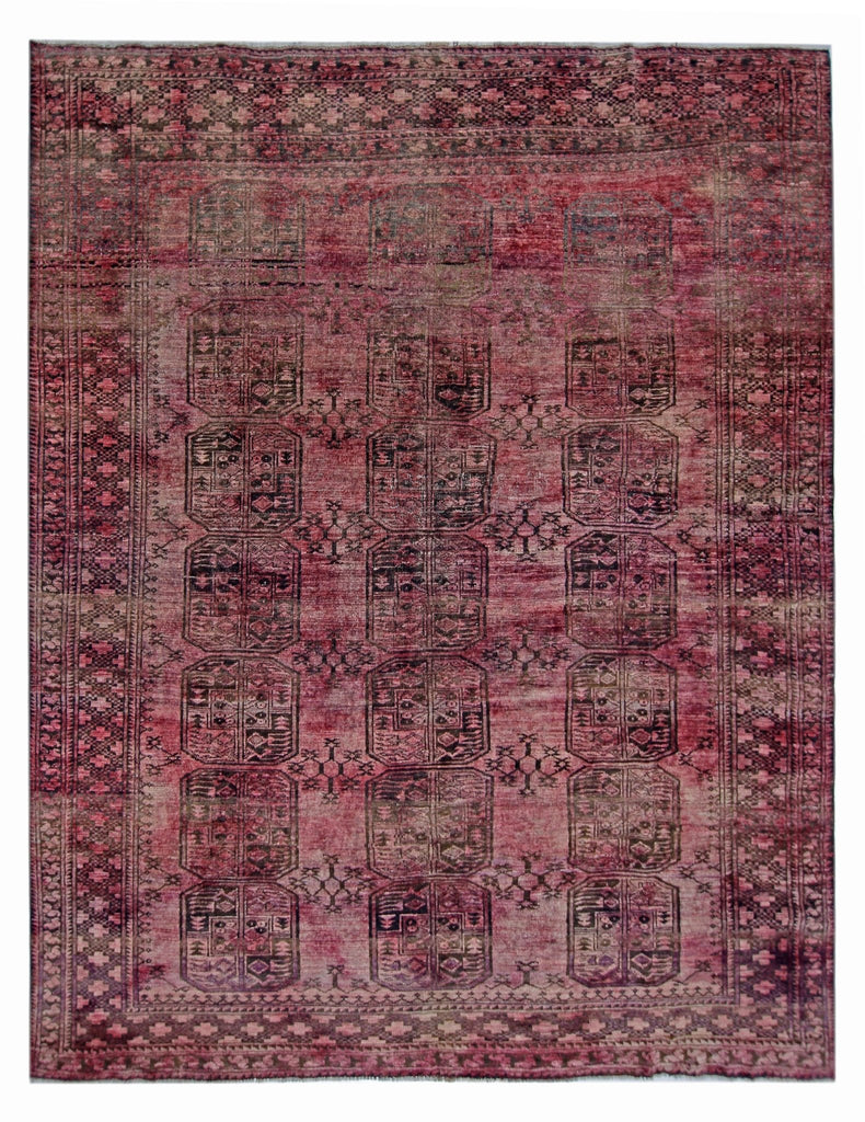 Handmade Vintage Afghan Turkmen Rug | 297 x 234 cm | 9'9" x 7'8" - Najaf Rugs & Textile