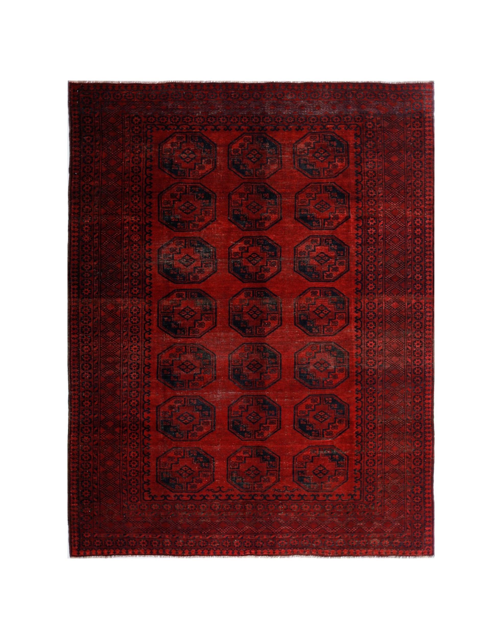 Handmade Vintage Afghan Turkmen Rug | 299 x 234 cm | 9'10" x 7'8" - Najaf Rugs & Textile