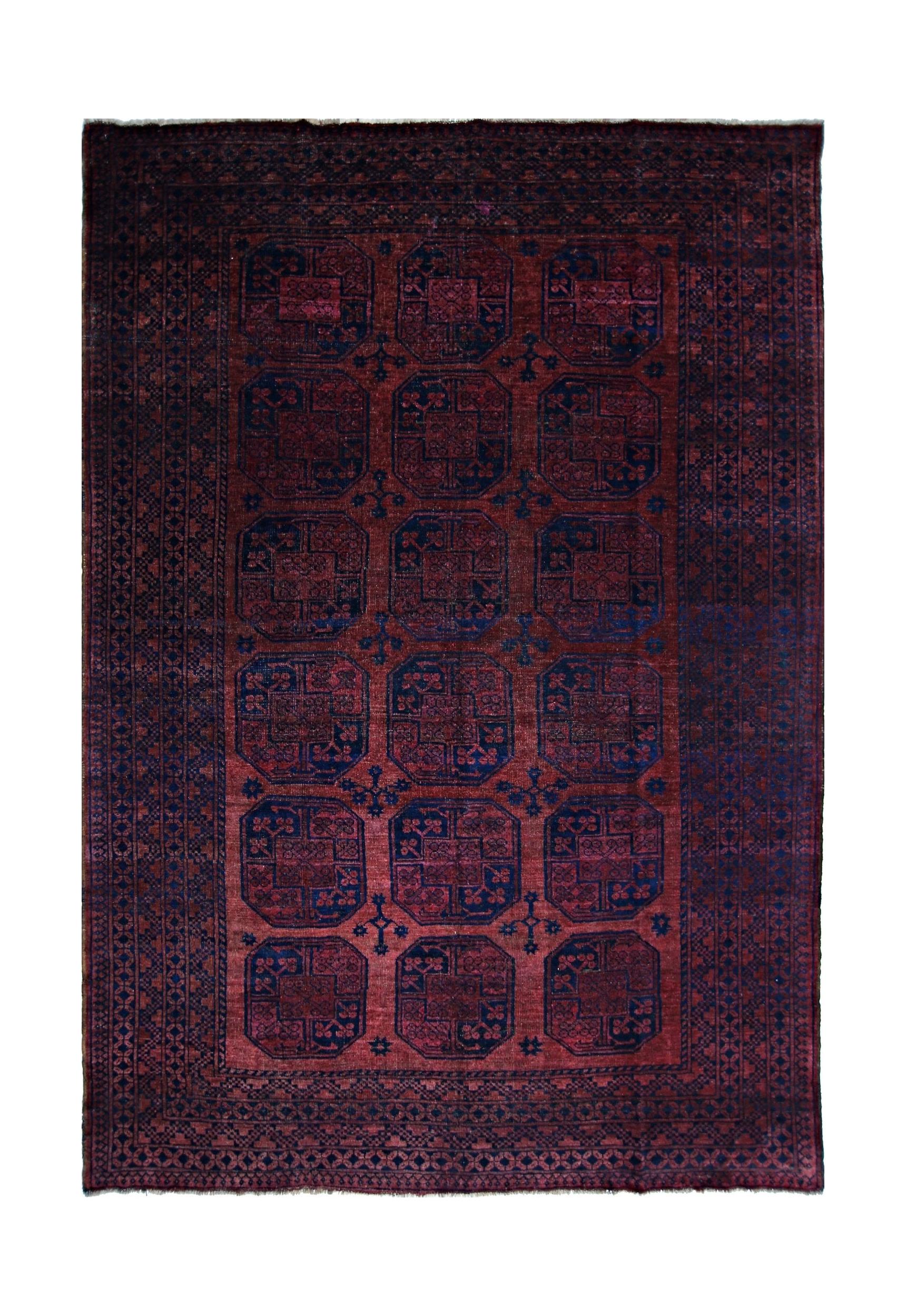 Handmade Vintage Afghan Turkmen Rug | 301 x 212 cm | 9'10" x 6'11" - Najaf Rugs & Textile