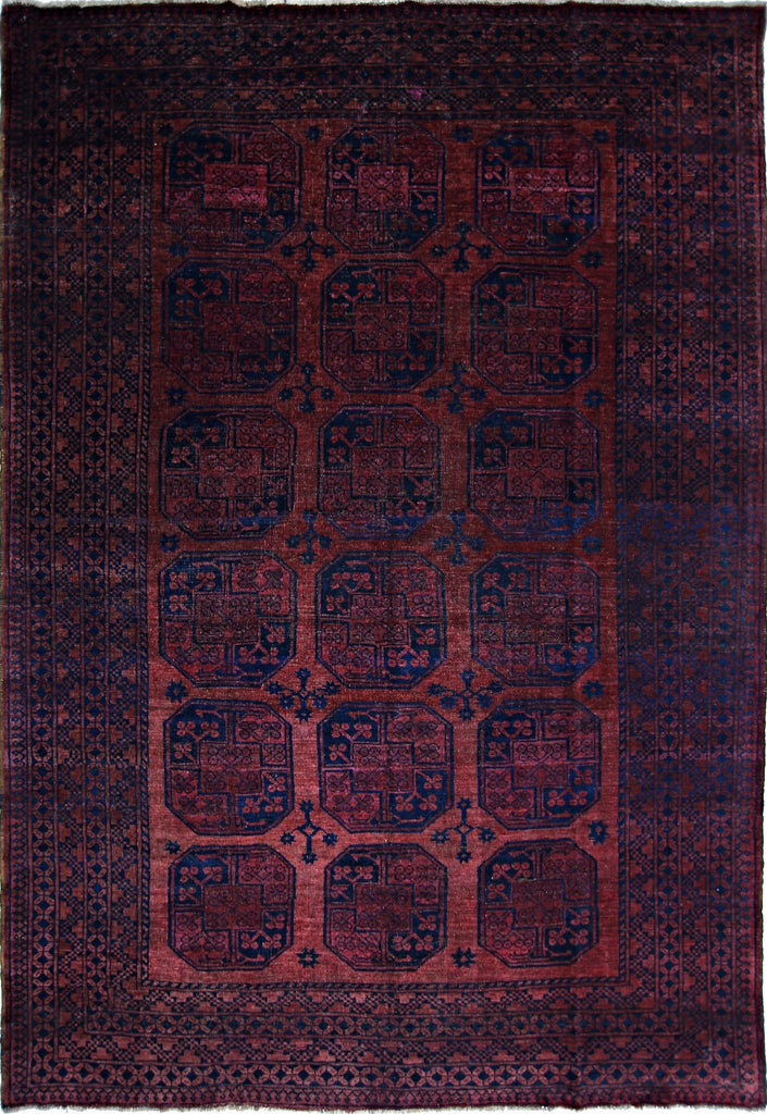 Handmade Vintage Afghan Turkmen Rug | 301 x 212 cm | 9'10" x 6'11" - Najaf Rugs & Textile