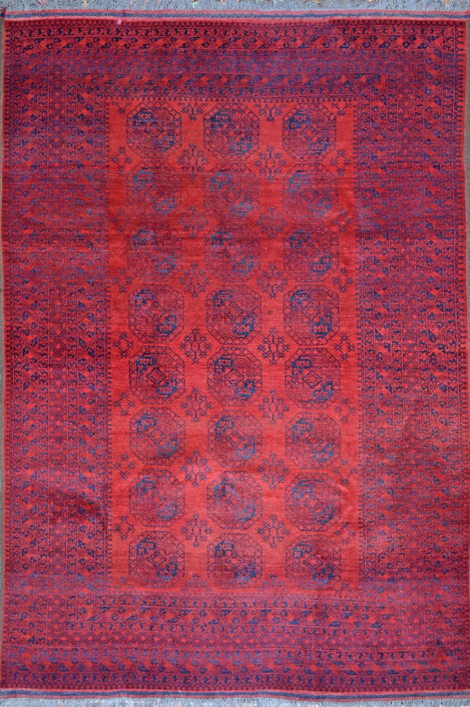 Handmade Vintage Afghan Turkmen Rug | 302 x 200 cm | 9’9” x 6’5” - Najaf Rugs & Textile