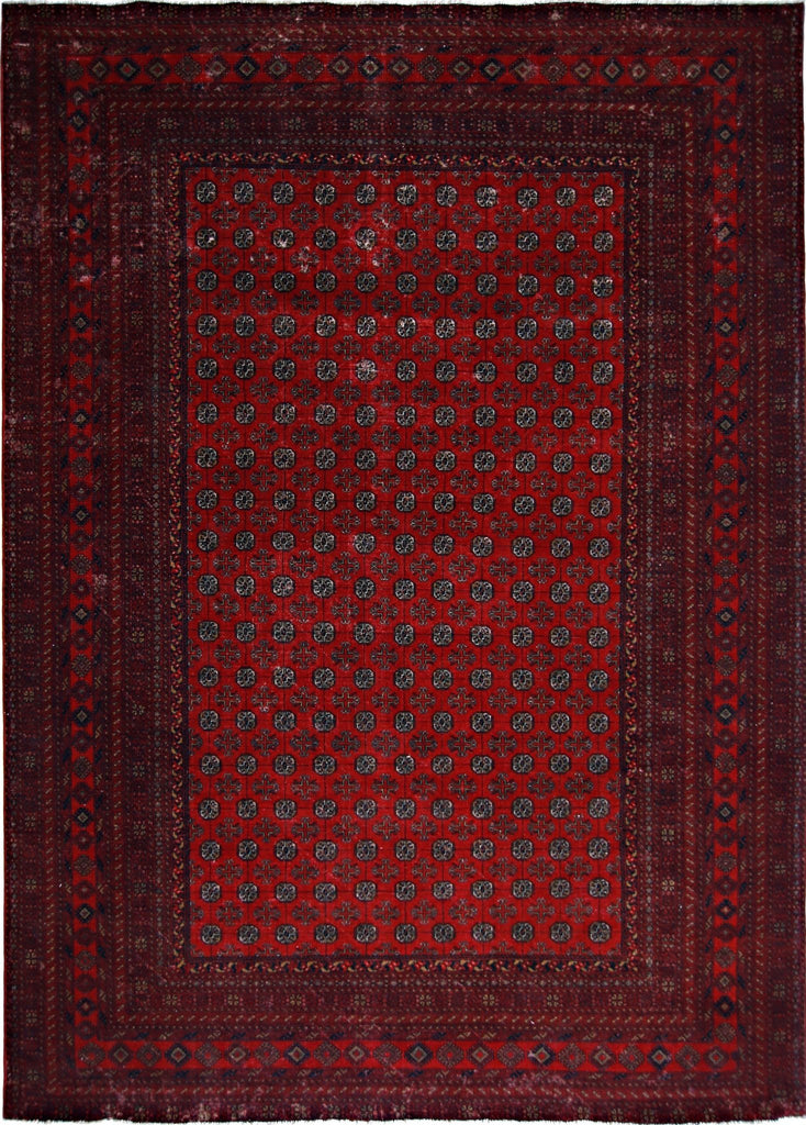 Handmade Vintage Afghan Turkmen Rug | 321 x 241 cm | 10'6" x 7'11" - Najaf Rugs & Textile