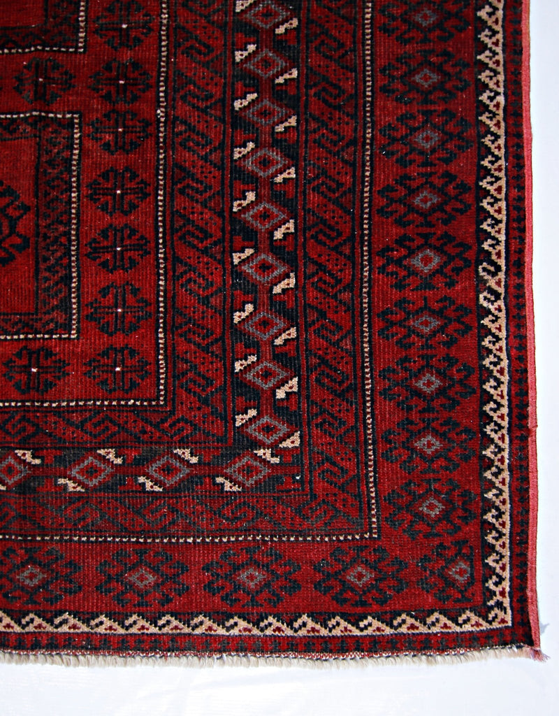 Handmade Vintage Afghan Turkmen Rug | 323 x 233 cm | 10'7" x 7'8" - Najaf Rugs & Textile