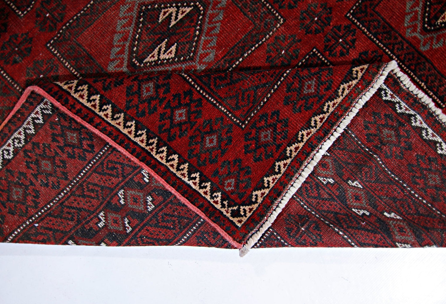 Handmade Vintage Afghan Turkmen Rug | 323 x 233 cm | 10'7" x 7'8" - Najaf Rugs & Textile