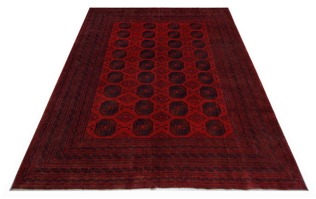 Handmade Vintage Afghan Turkmen Rug | 338 x 259 cm | 11'1" x 8'6" - Najaf Rugs & Textile