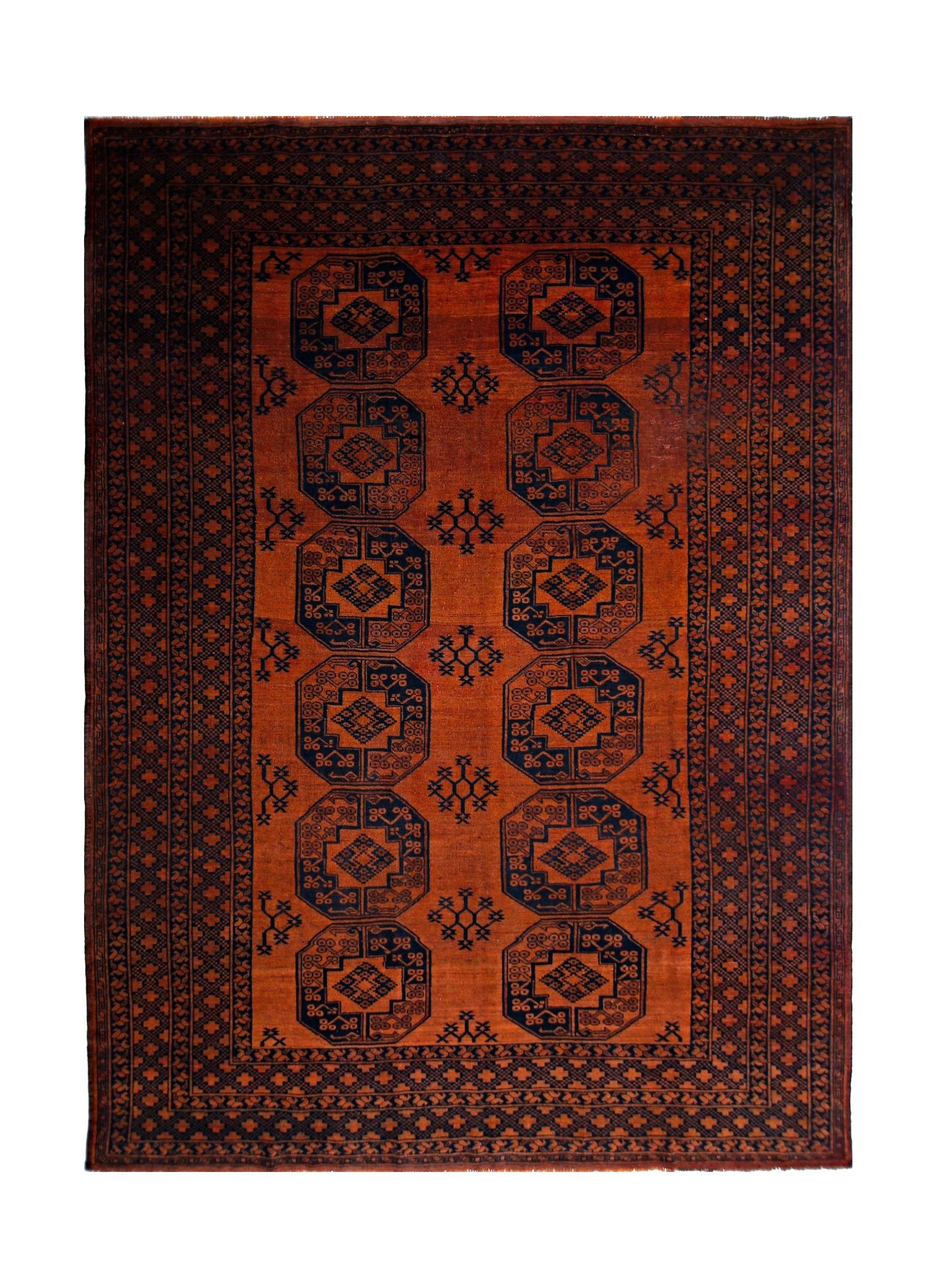 Handmade Vintage Afghan Turkmen Rug | 344 x 361 cm | 11'3" x 8'7" - Najaf Rugs & Textile
