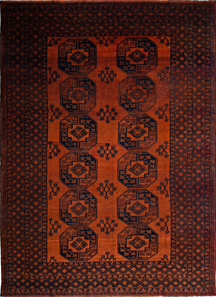 Handmade Vintage Afghan Turkmen Rug | 344 x 361 cm | 11'3" x 8'7" - Najaf Rugs & Textile