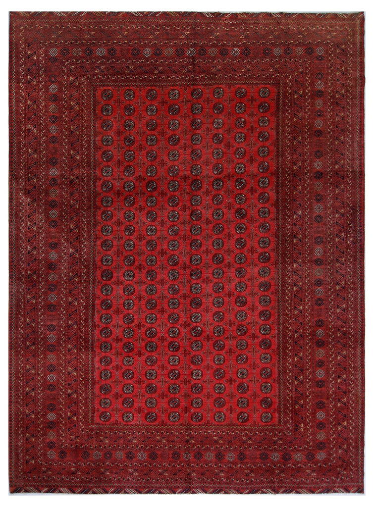 Handmade Vintage Afghan Turkmen Rug | 345 x 251 cm | 11'4" x 8'3" - Najaf Rugs & Textile