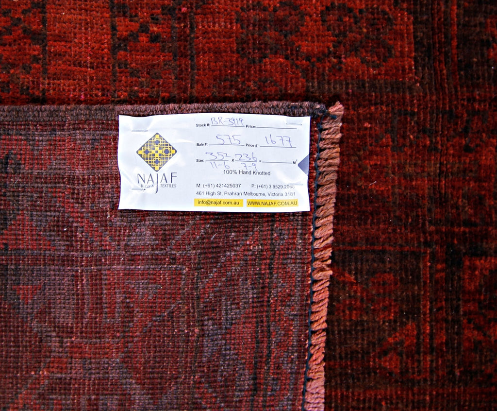 Handmade Vintage Afghan Turkmen Rug | 352 x 236 cm | 11'6" x 7'9" - Najaf Rugs & Textile