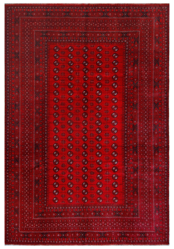 Handmade Vintage Afghan Turkmen Rug | 355 x 242 cm | 11'8" x 7'11" - Najaf Rugs & Textile