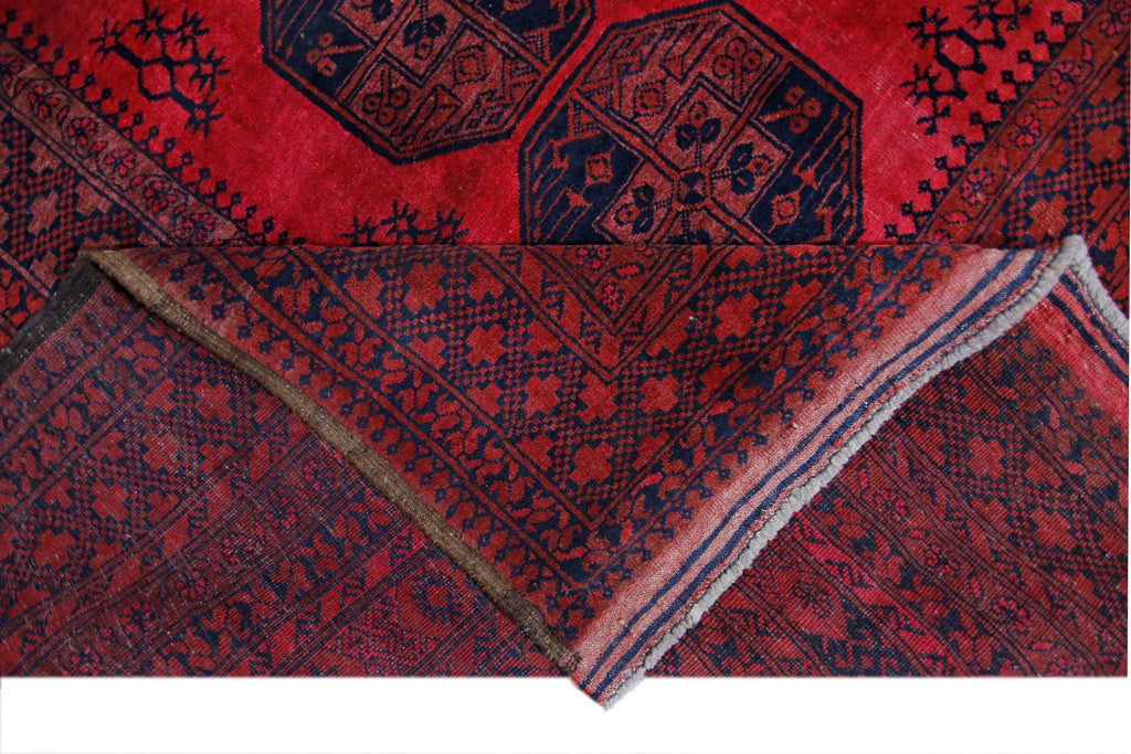 Handmade Vintage Afghan Turkmen Rug | 368 x 311 cm | 12'1" x 10'2" - Najaf Rugs & Textile