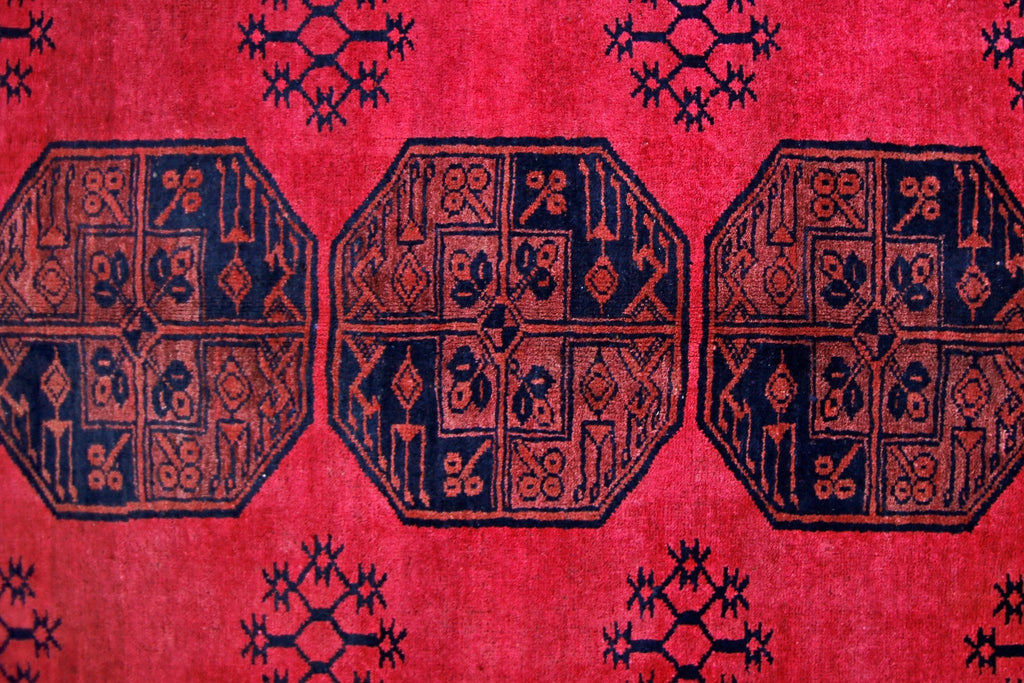 Handmade Vintage Afghan Turkmen Rug | 368 x 311 cm | 12'1" x 10'2" - Najaf Rugs & Textile