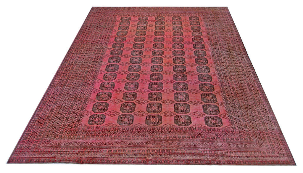 Handmade Vintage Afghan Turkmen Rug | 384 x 300 cm | 12'7" x 9'10" - Najaf Rugs & Textile