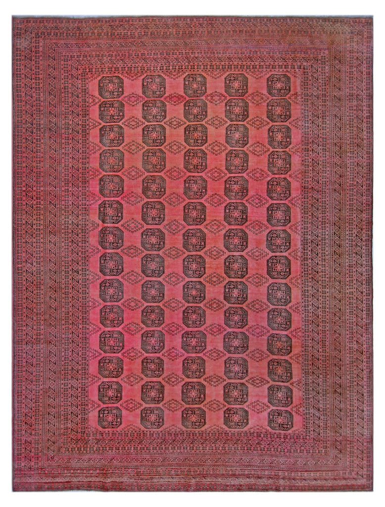 Handmade Vintage Afghan Turkmen Rug | 384 x 300 cm | 12'7" x 9'10" - Najaf Rugs & Textile