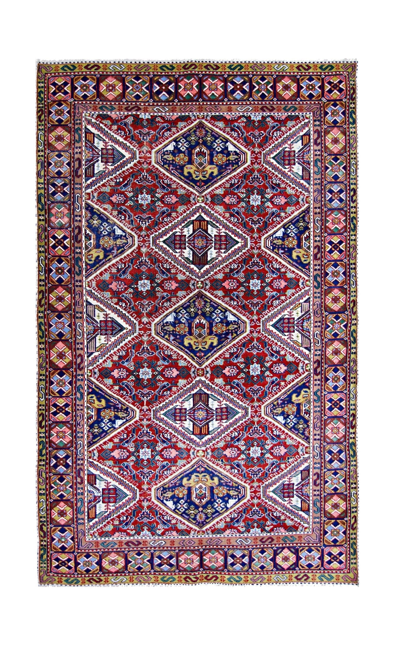Handmade Vintage Caucasian Kazakh Rug | 196 x 130 cm | 6'5" x 4'3" - Najaf Rugs & Textile