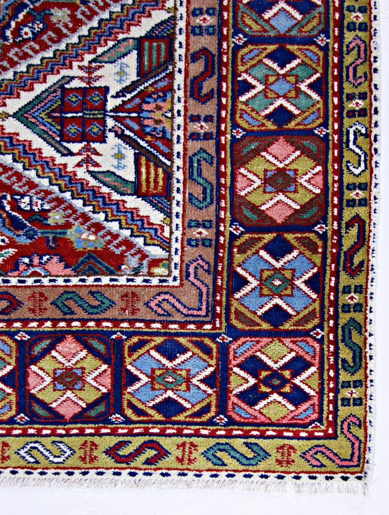 Handmade Vintage Caucasian Kazakh Rug | 196 x 130 cm | 6'5" x 4'3" - Najaf Rugs & Textile