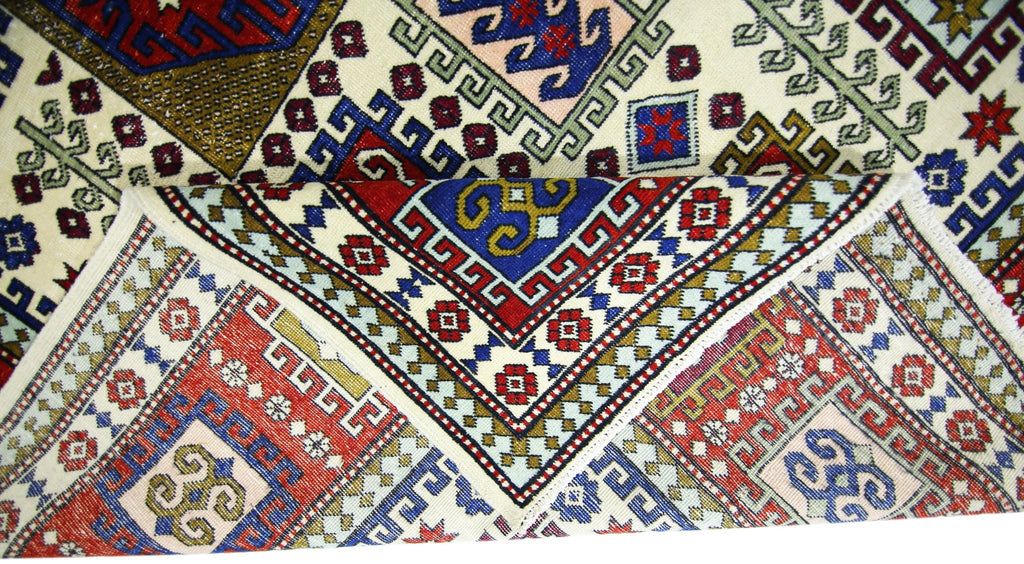 Handmade Vintage Caucasian Kazakh Rug | 280 x 198 cm | 9'2" x 6'6" - Najaf Rugs & Textile