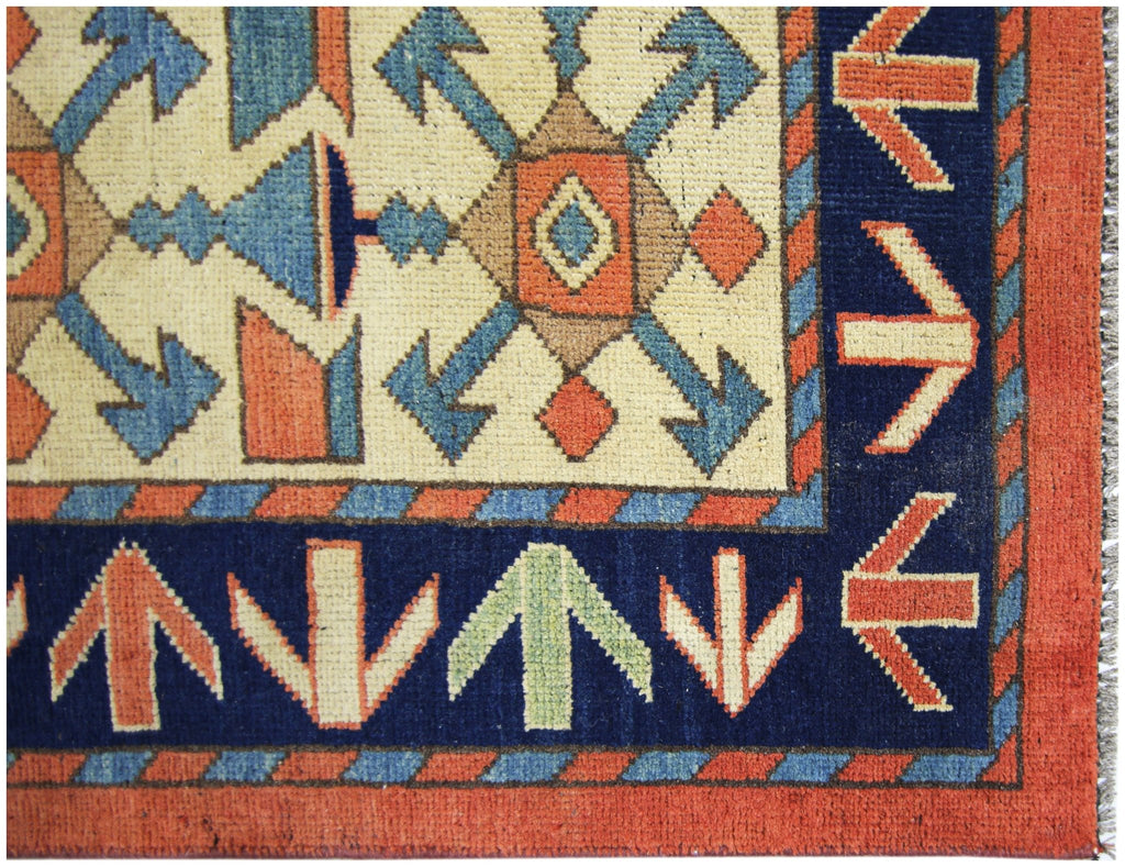 Handmade Vintage Caucasian Kazakh Rug | 333 x 277 cm | 10'11" x 9'1" - Najaf Rugs & Textile