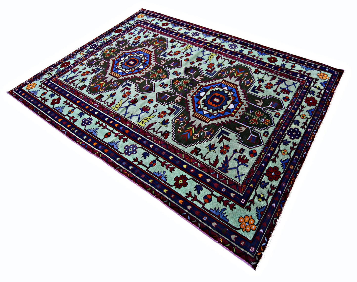 Handmade Vintage Caucasian Rug | 172 x 126 cm | 5'8" x 4'1" - Najaf Rugs & Textile