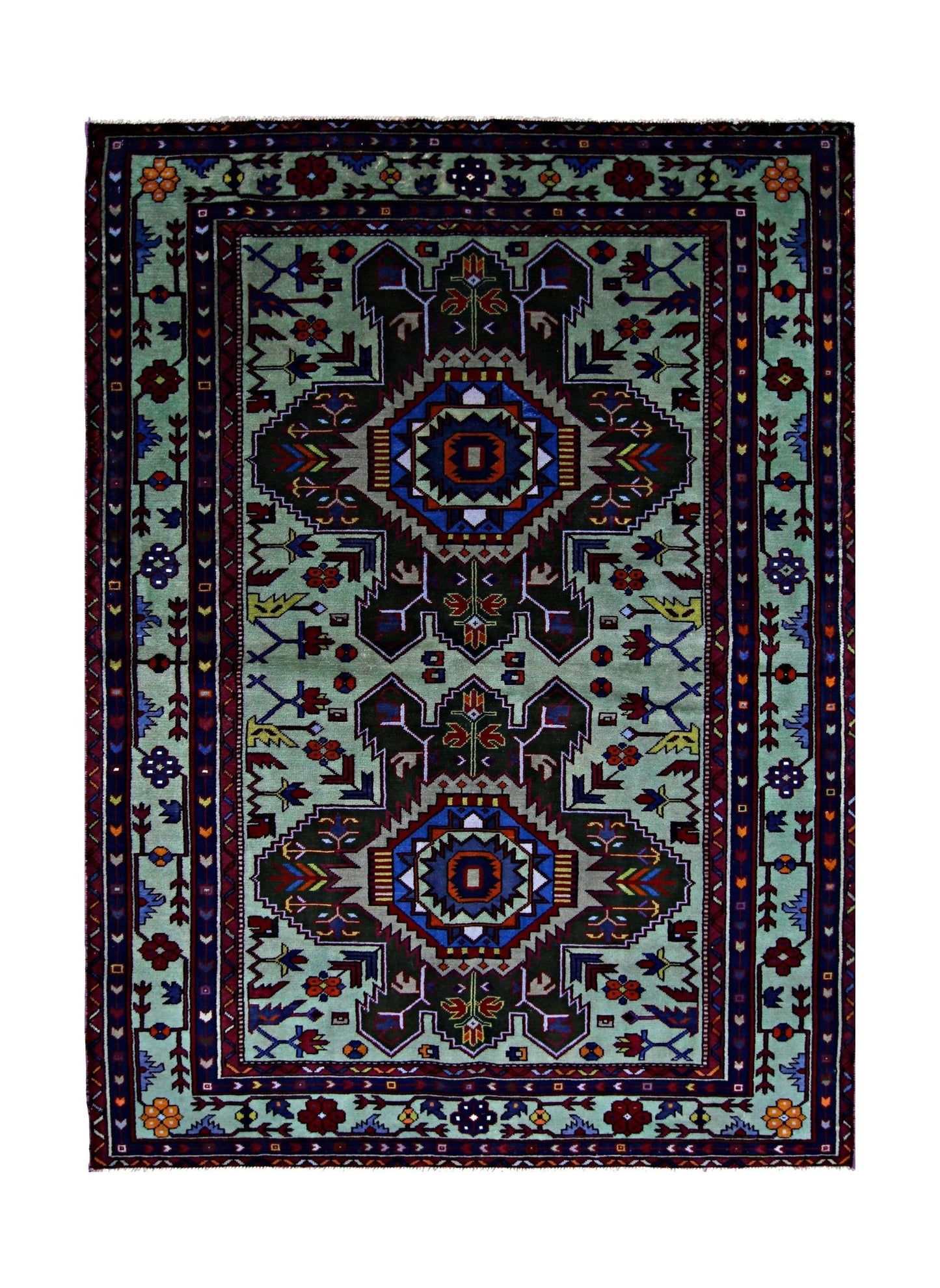 Handmade Vintage Caucasian Rug | 172 x 126 cm | 5'8" x 4'1" - Najaf Rugs & Textile