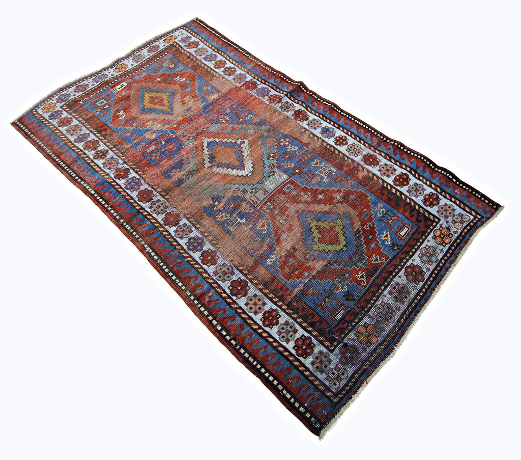 Handmade Vintage Caucasian Rug | 187 x 108 cm | 6'2" x 3'7" - Najaf Rugs & Textile
