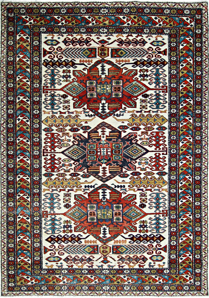 Handmade Vintage Caucasian Rug | 204 x 136 cm | 6'8" x 4'5" - Najaf Rugs & Textile