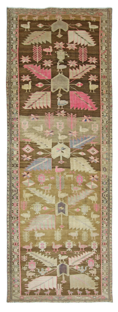 Handmade Vintage Caucasus Hallway Runner | 315 x 109 cm | 10'4" x 3'7" - Najaf Rugs & Textile