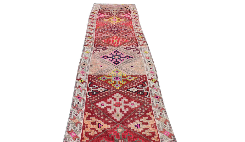 Handmade Vintage Kurdish Herki Hallway Runner | 338 x 89 cm | 11' x 2'9" - Najaf Rugs & Textile