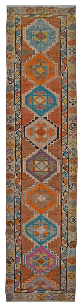 Handmade Vintage Kurdish Herki Hallway Runner | 347 x 78 cm | 11'3" x 2'5" - Najaf Rugs & Textile
