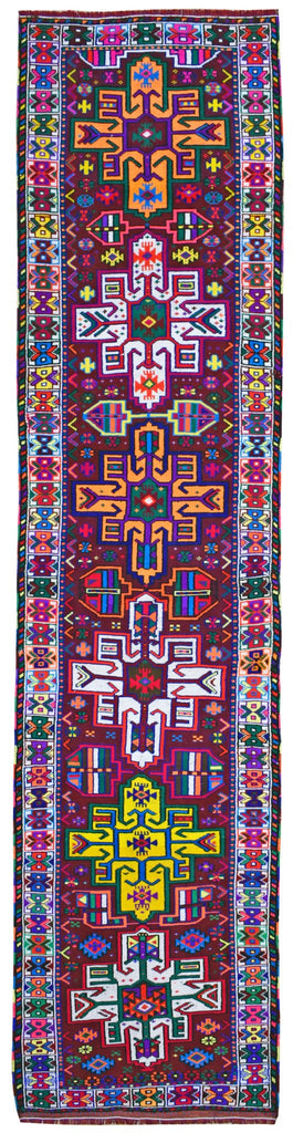 Handmade Vintage Kurdish Herki Hallway Runner | 349 x 90 cm | 11'4" x 2'9" - Najaf Rugs & Textile