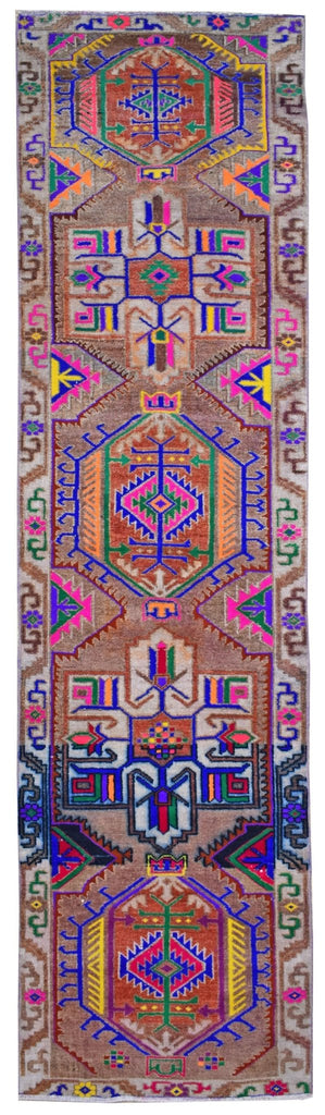 Handmade Vintage Kurdish Herki Hallway Runner | 353 x 90 cm | 11'5" x 2'9" - Najaf Rugs & Textile
