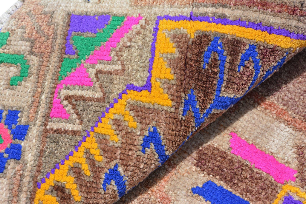 Handmade Vintage Kurdish Herki Hallway Runner | 353 x 90 cm | 11'5" x 2'9" - Najaf Rugs & Textile