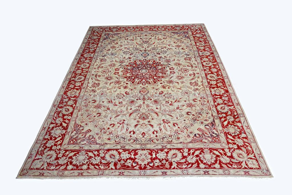 Handmade Vintage lahore pakistan Rug | 246 x 172 cm | 8'1" x 5'8" - Najaf Rugs & Textile
