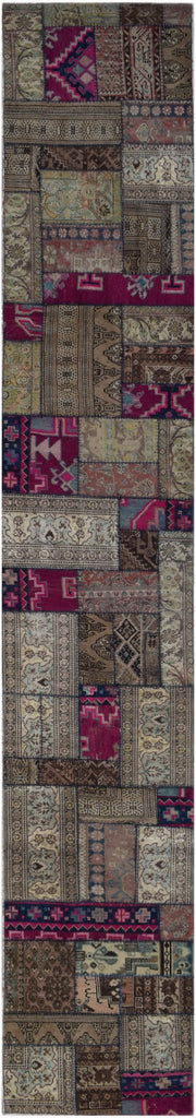 Handmade Vintage Patchwork Hallway Runner | 490 x 82 cm | 16' x 2'8" - Najaf Rugs & Textile