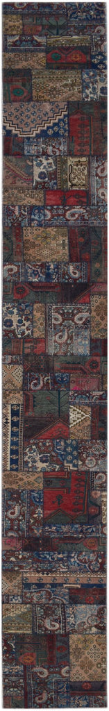 Handmade Vintage Patchwork Hallway Runner | 707 x 80 cm | 23'3" x 2'8" - Najaf Rugs & Textile