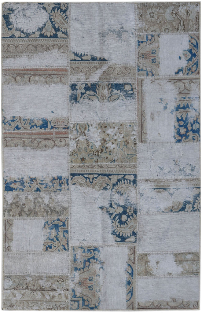 Handmade Vintage Patchwork Rug | 155 x 101 cm | 5'1" x 3'4" - Najaf Rugs & Textile