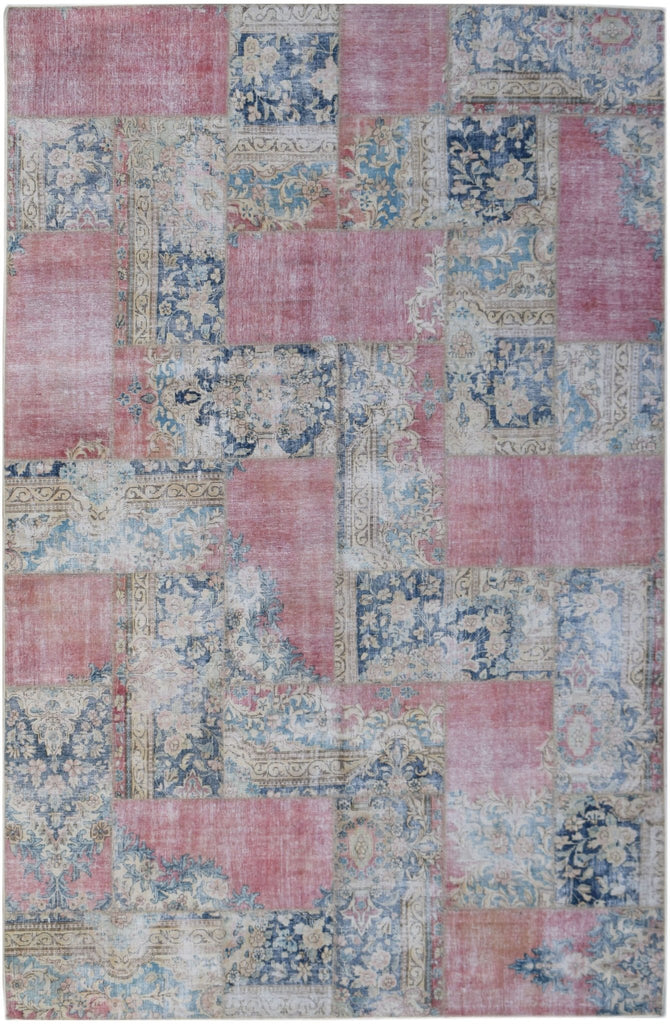 Handmade Vintage Patchwork Rug | 304 x 203 cm | 10' x 6'8" - Najaf Rugs & Textile