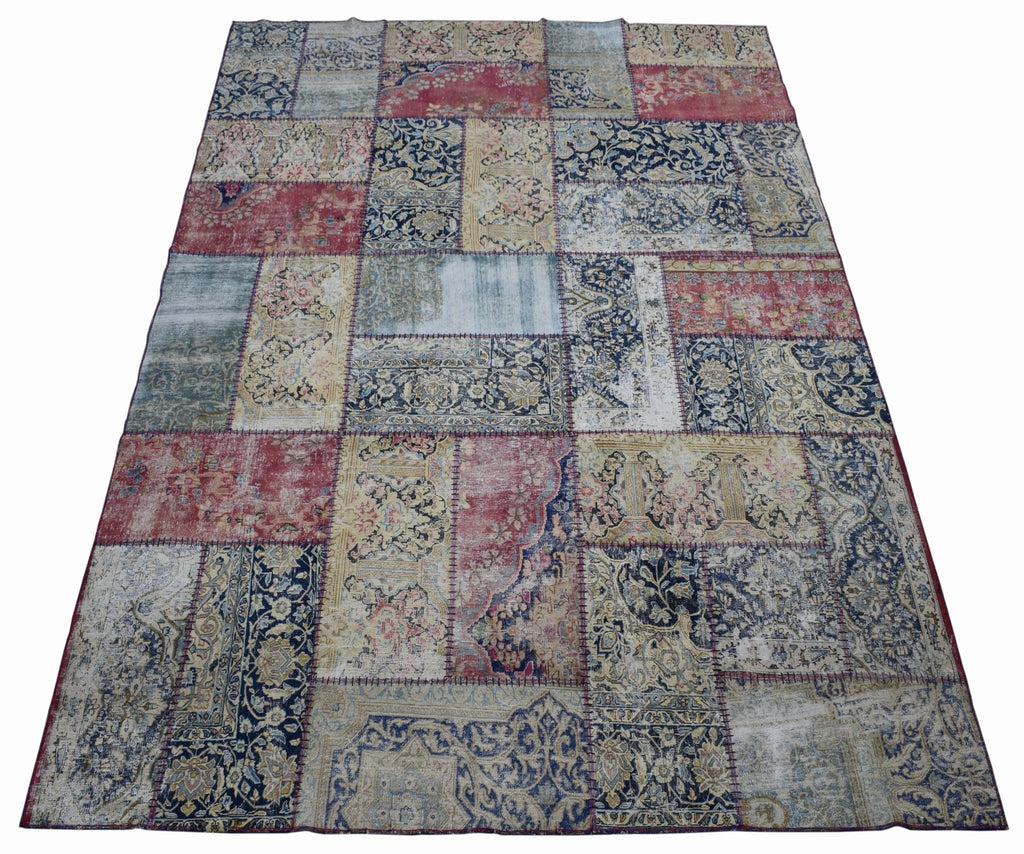 Handmade Vintage Patchwork Rug | 305 x 236 cm | 9'3" x 7'2" - Najaf Rugs & Textile