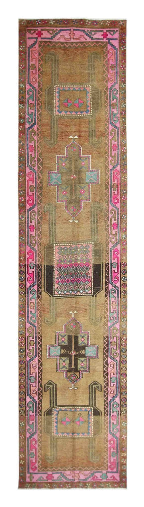 Handmade Vintage Persian Ardebil Hallway Runner | 384 x 99 cm | 12'7" x 3'3" - Najaf Rugs & Textile