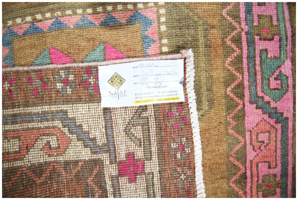Handmade Vintage Persian Ardebil Hallway Runner | 384 x 99 cm | 12'7" x 3'3" - Najaf Rugs & Textile