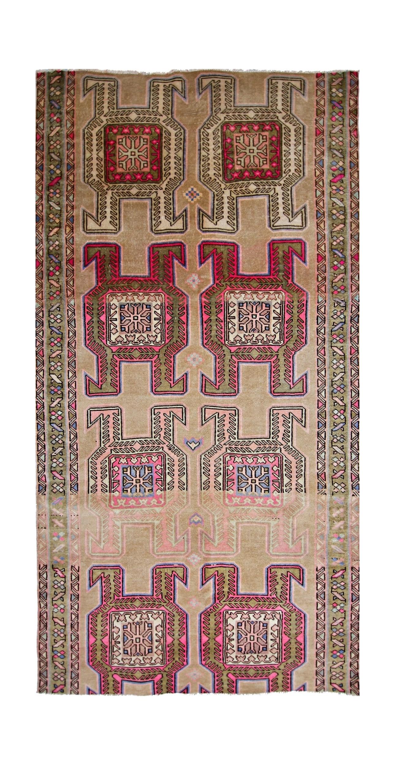 Handmade Vintage Persian Ardebil Rug | 226 x 116 cm | 7'5" x 3'10" - Najaf Rugs & Textile