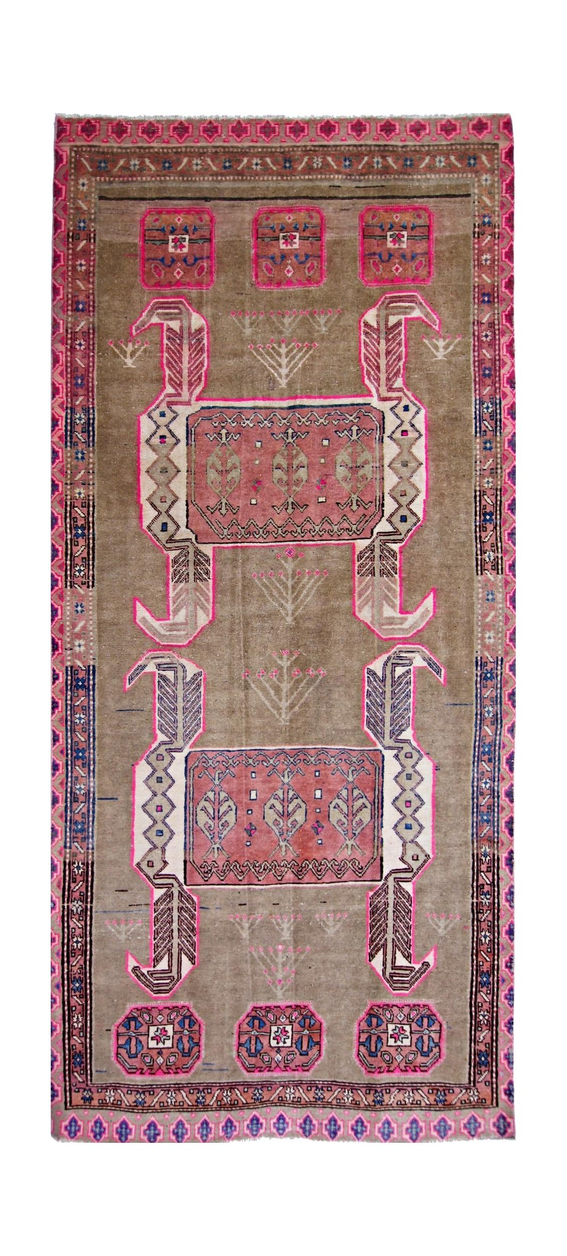 Handmade Vintage Persian Ardebil Rug | 263 x 118 cm | 8'7" x 3'10" - Najaf Rugs & Textile