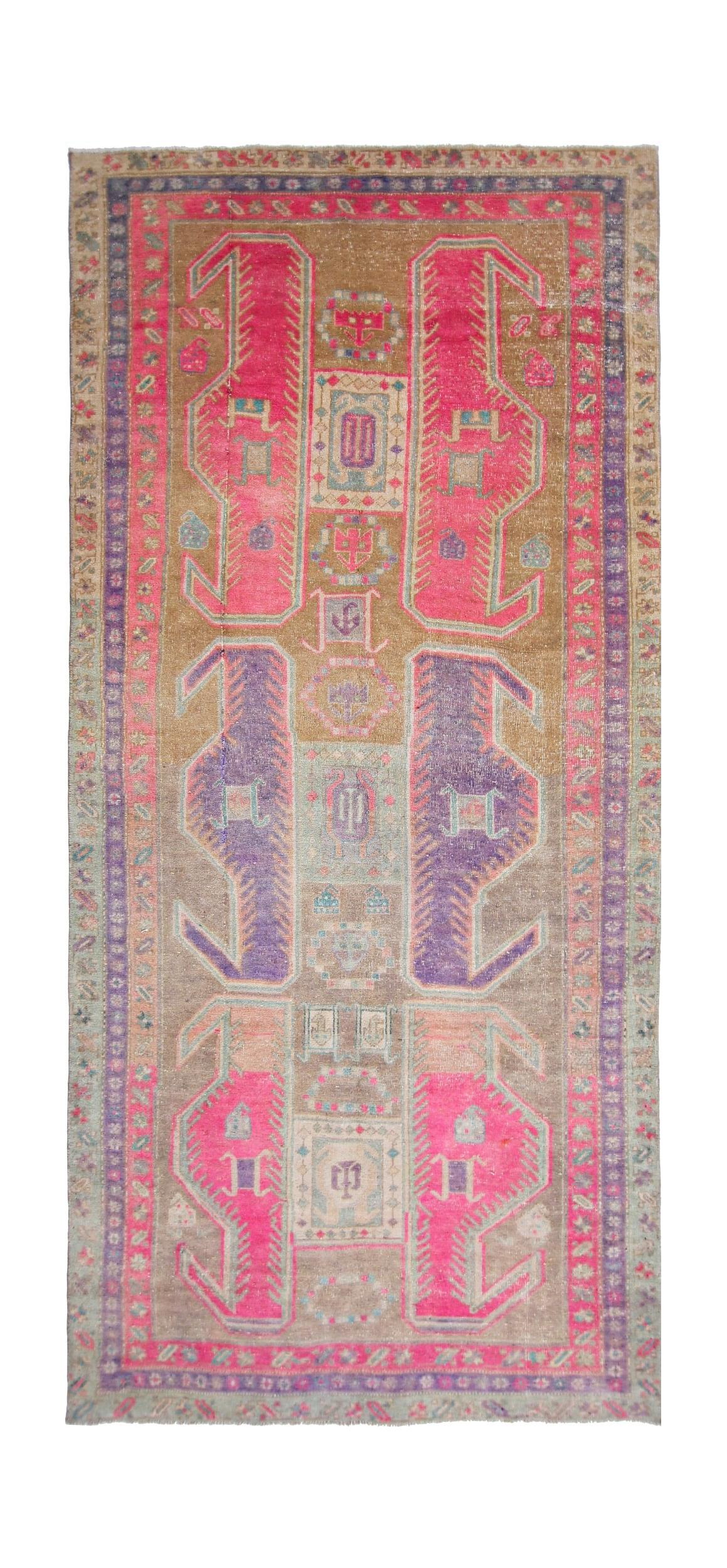 Handmade Vintage Persian Ardebil Rug | 286 x 129 cm | 9'4" x 4'3" - Najaf Rugs & Textile
