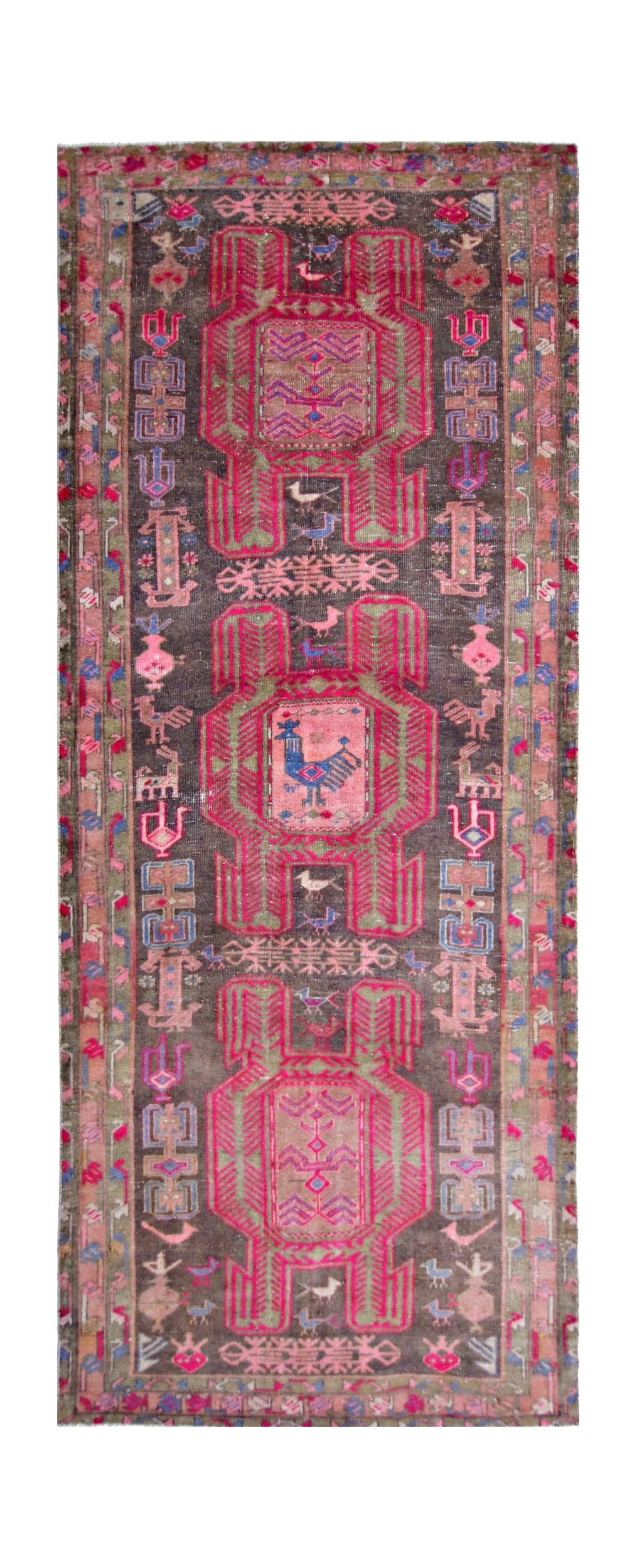Handmade Vintage Persian Ardebil Rug | 291 x 112 cm | 9'7" x 3'8" - Najaf Rugs & Textile
