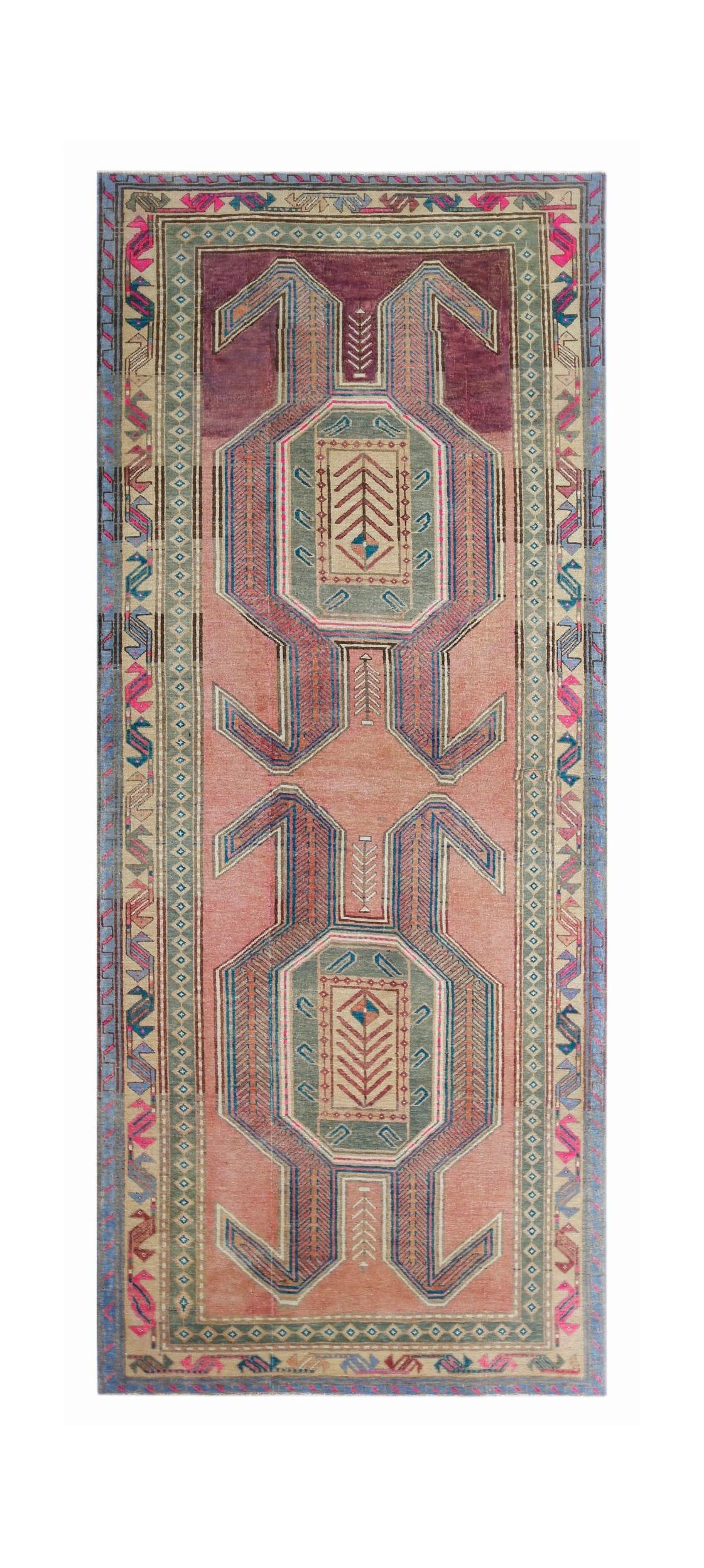 Handmade Vintage Persian Ardebil Rug | 299 x 120 cm | 9'10" x 3'11" - Najaf Rugs & Textile