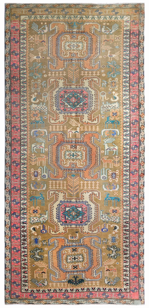 Handmade Vintage Persian Ardebil Rug | 312 x 146 cm | 10'3" x 4'9" - Najaf Rugs & Textile